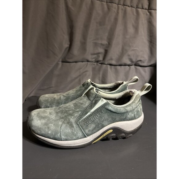 Merrell Womens Shoes size 10 Slip On Vibram Sole Green Blue Synthetic Faux Suede - Picture 1 of 16